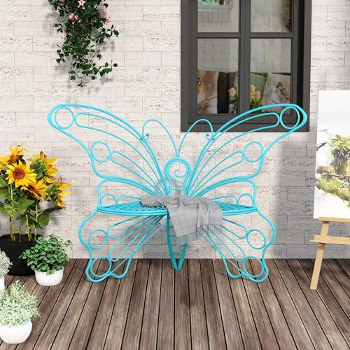 🦋 Butterfly Outdoor Garden Bench – Metal Frame