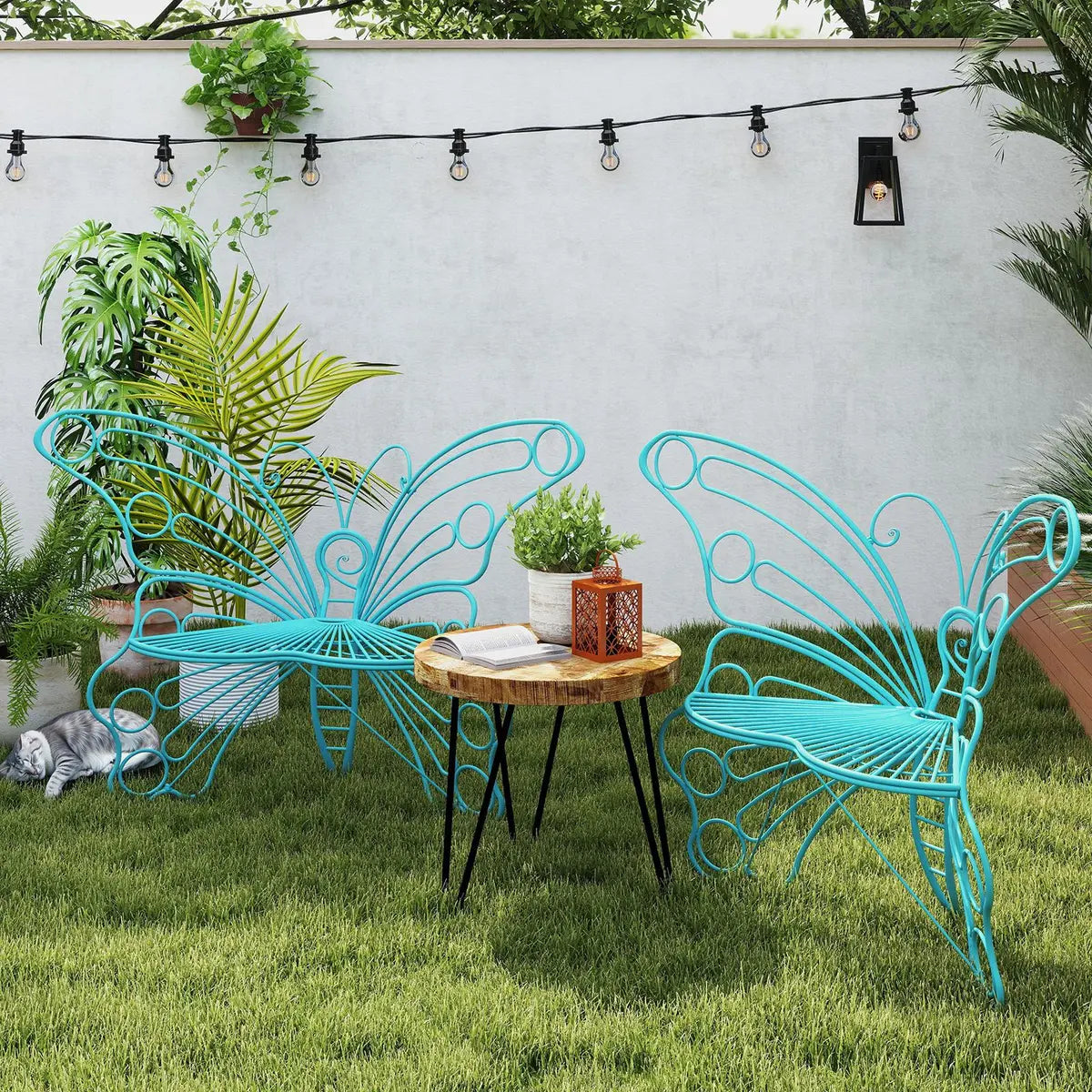 🦋 Butterfly Outdoor Garden Bench – Metal Frame