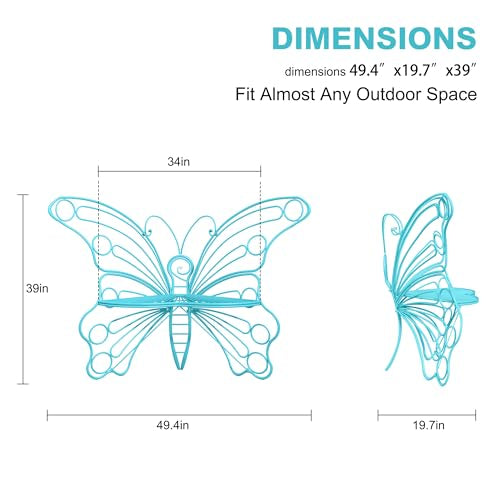 🦋 Butterfly Outdoor Garden Bench – Metal Frame