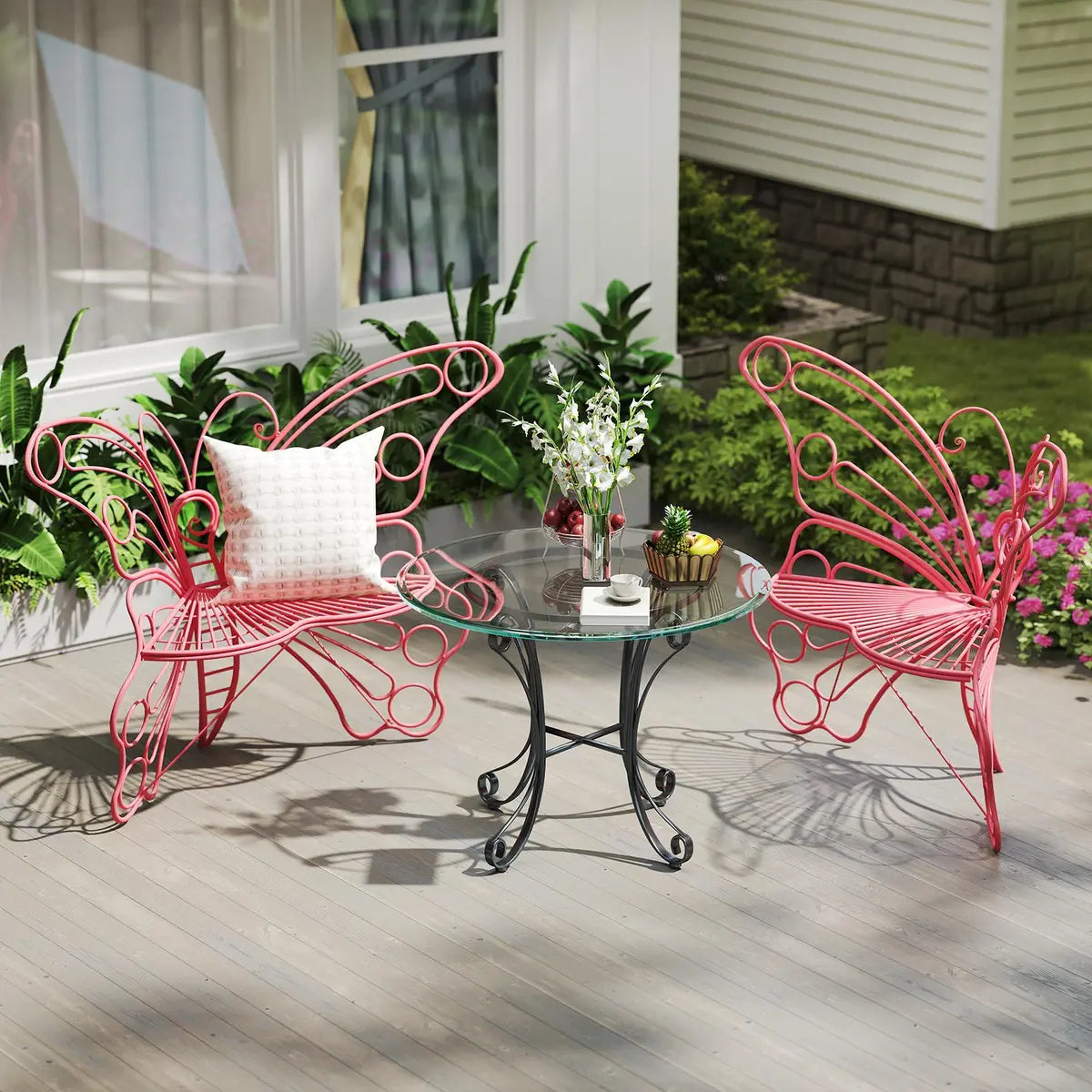 🦋 Butterfly Outdoor Garden Bench – Metal Frame