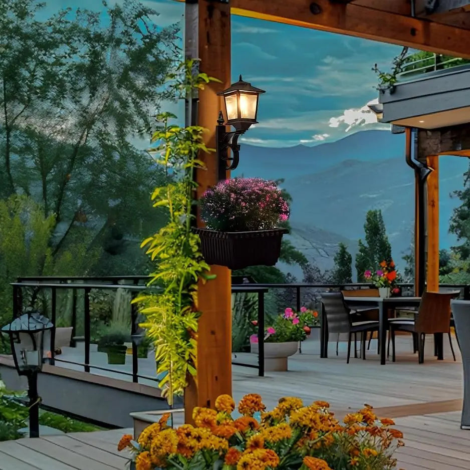 🏡 Solar Lamp Post with Flower Pot – 2-in-1 Outdoor Light