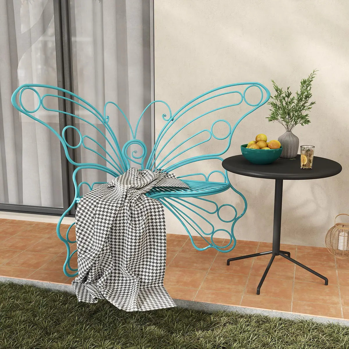 🦋 Butterfly Outdoor Garden Bench – Metal Frame