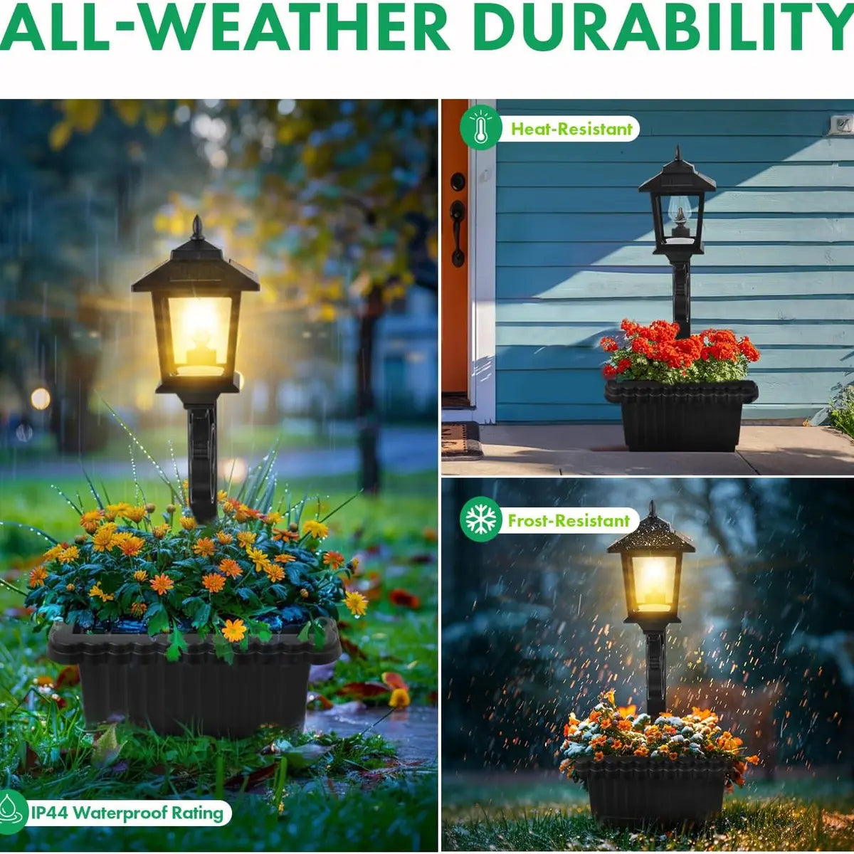 🏡 Solar Lamp Post with Flower Pot – 2-in-1 Outdoor Light