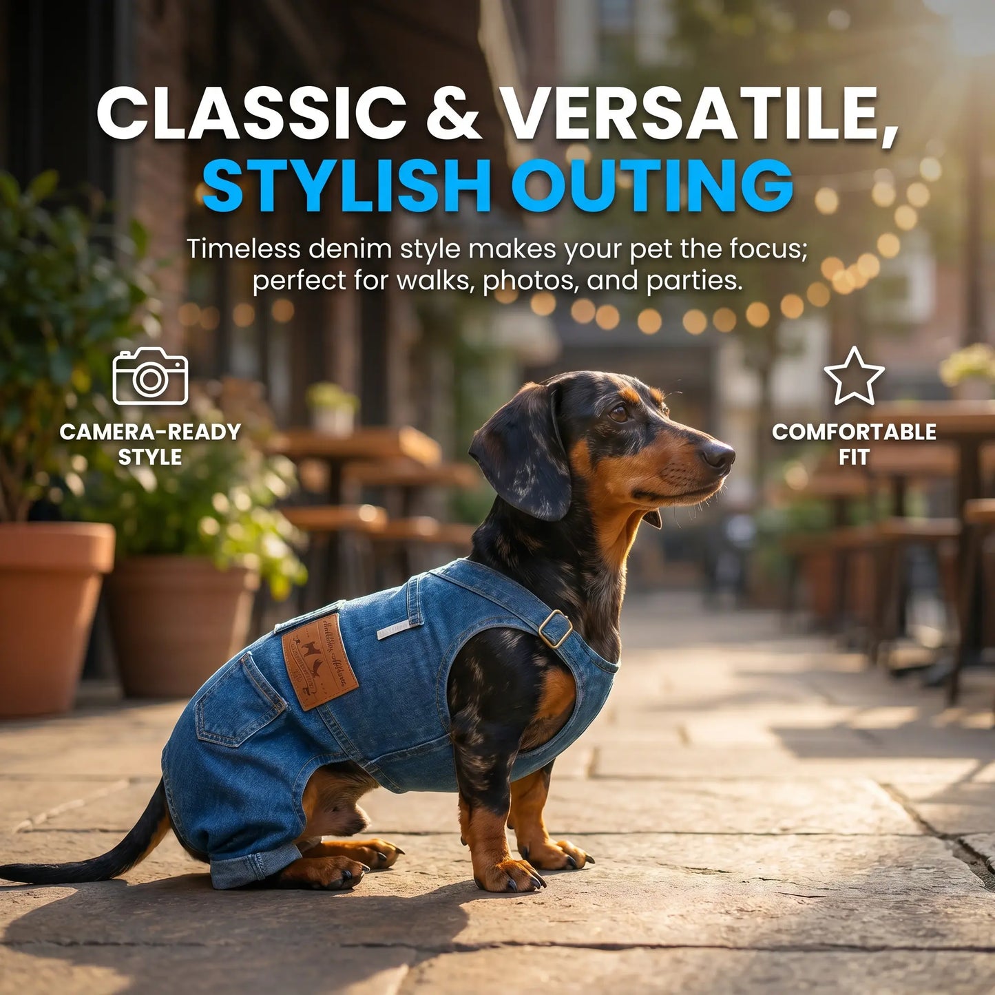 👖 Dog Denim Overalls – Adjustable Pet Jeans