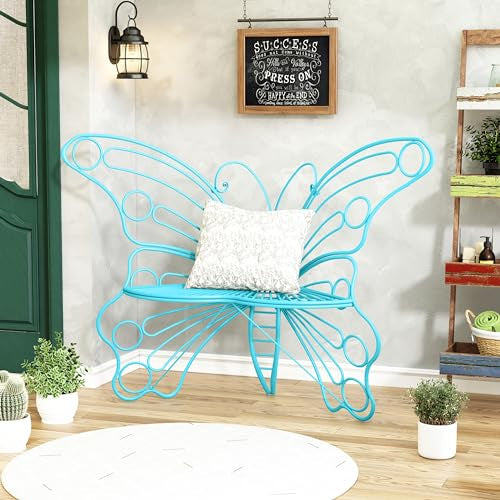 🦋 Butterfly Outdoor Garden Bench – Metal Frame
