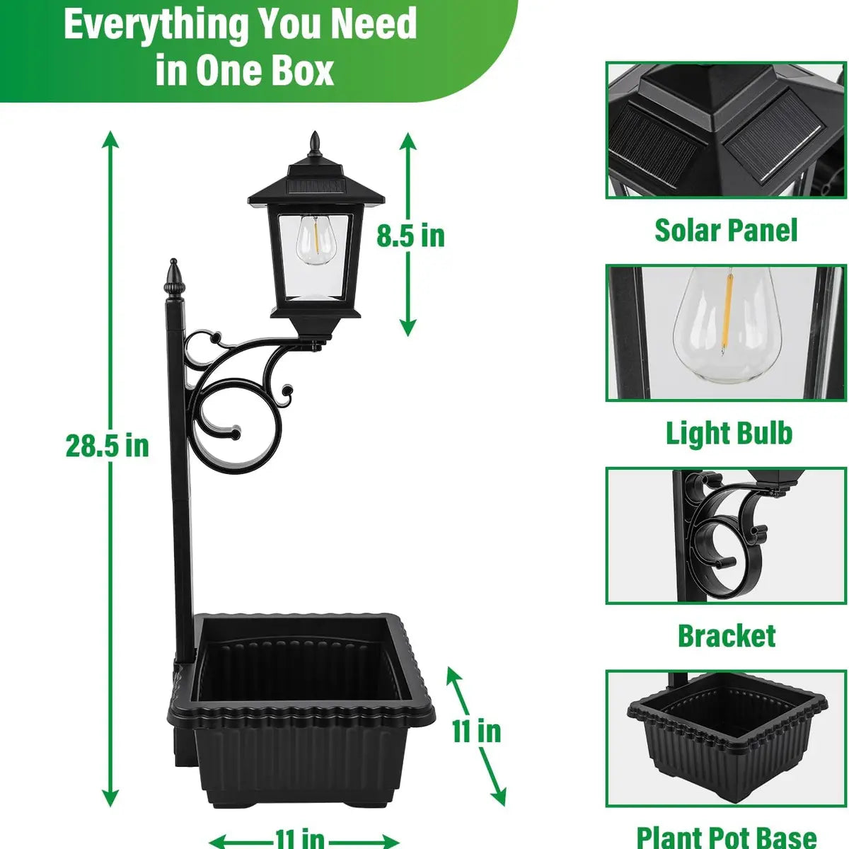 🏡 Solar Lamp Post with Flower Pot – 2-in-1 Outdoor Light