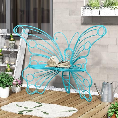 🦋 Butterfly Outdoor Garden Bench – Metal Frame