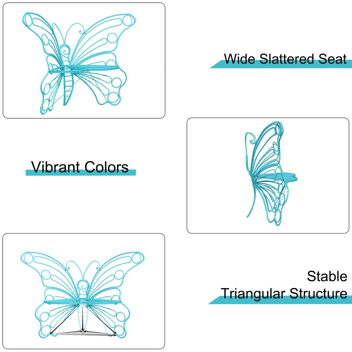 🦋 Butterfly Outdoor Garden Bench – Metal Frame