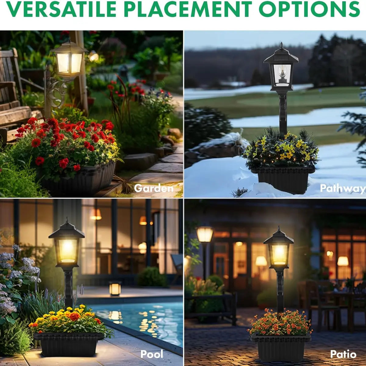 🏡 Solar Lamp Post with Flower Pot – 2-in-1 Outdoor Light