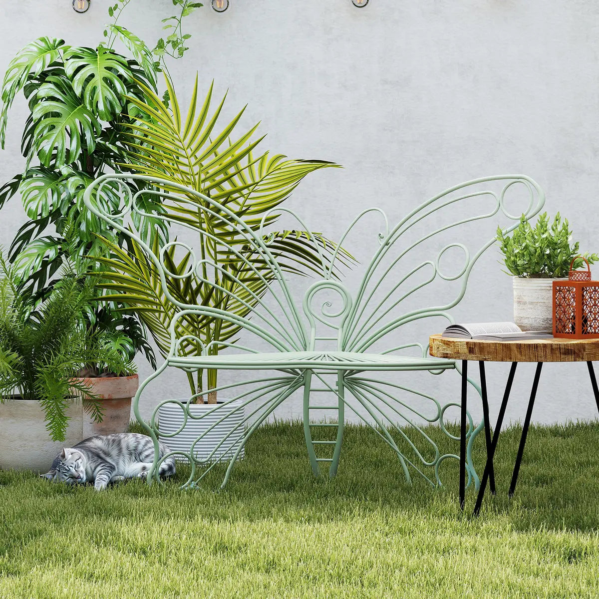 🦋 Butterfly Outdoor Garden Bench – Metal Frame