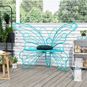 🦋 Butterfly Outdoor Garden Bench – Metal Frame