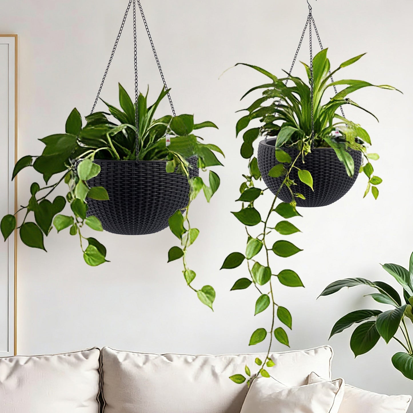 Self-Watering Hanging Rattan-Inspired Planter (Pack of 2)