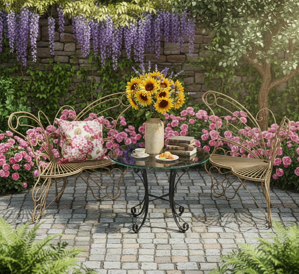 🦋 Butterfly Outdoor Garden Bench – Metal Frame