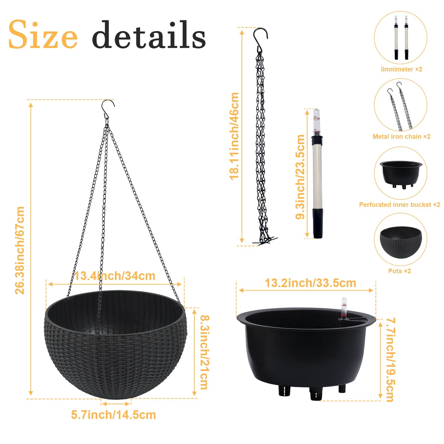 Self-Watering Hanging Rattan-Inspired Planter (Pack of 2)