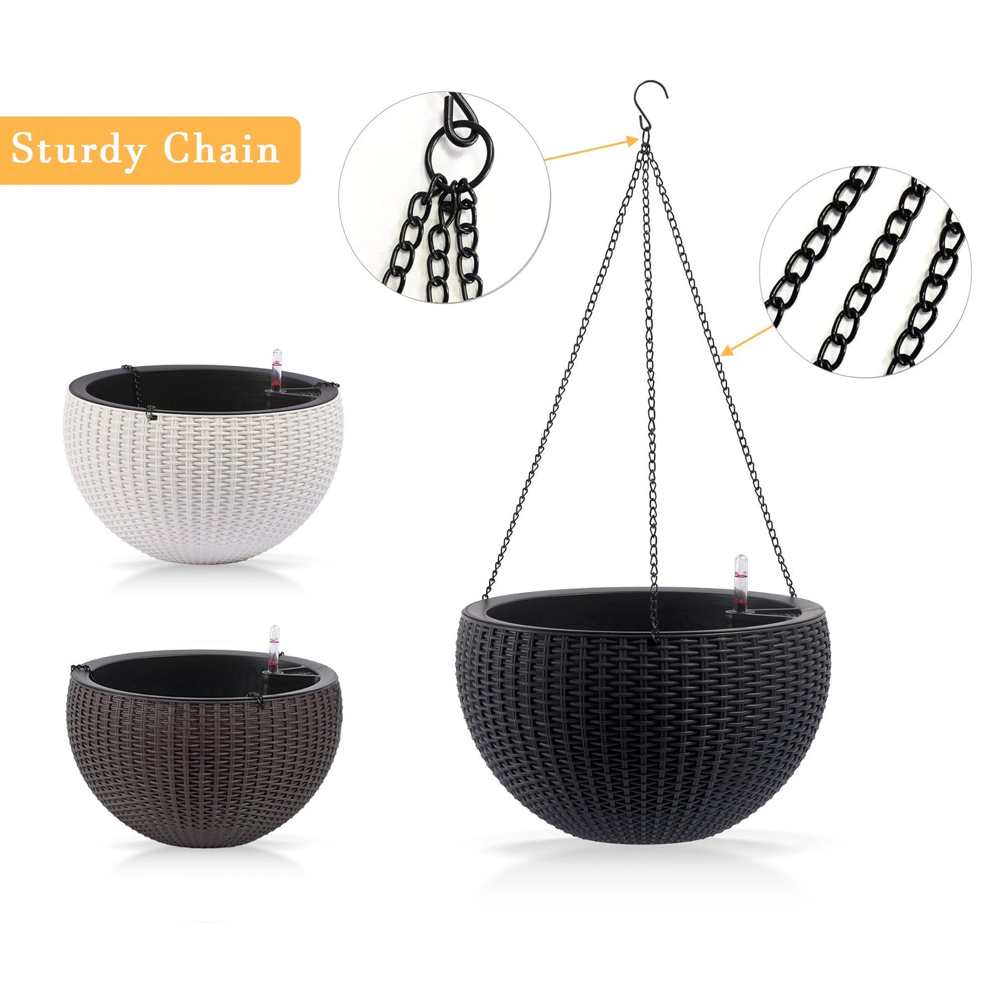 Self-Watering Hanging Rattan-Inspired Planter (Pack of 2)