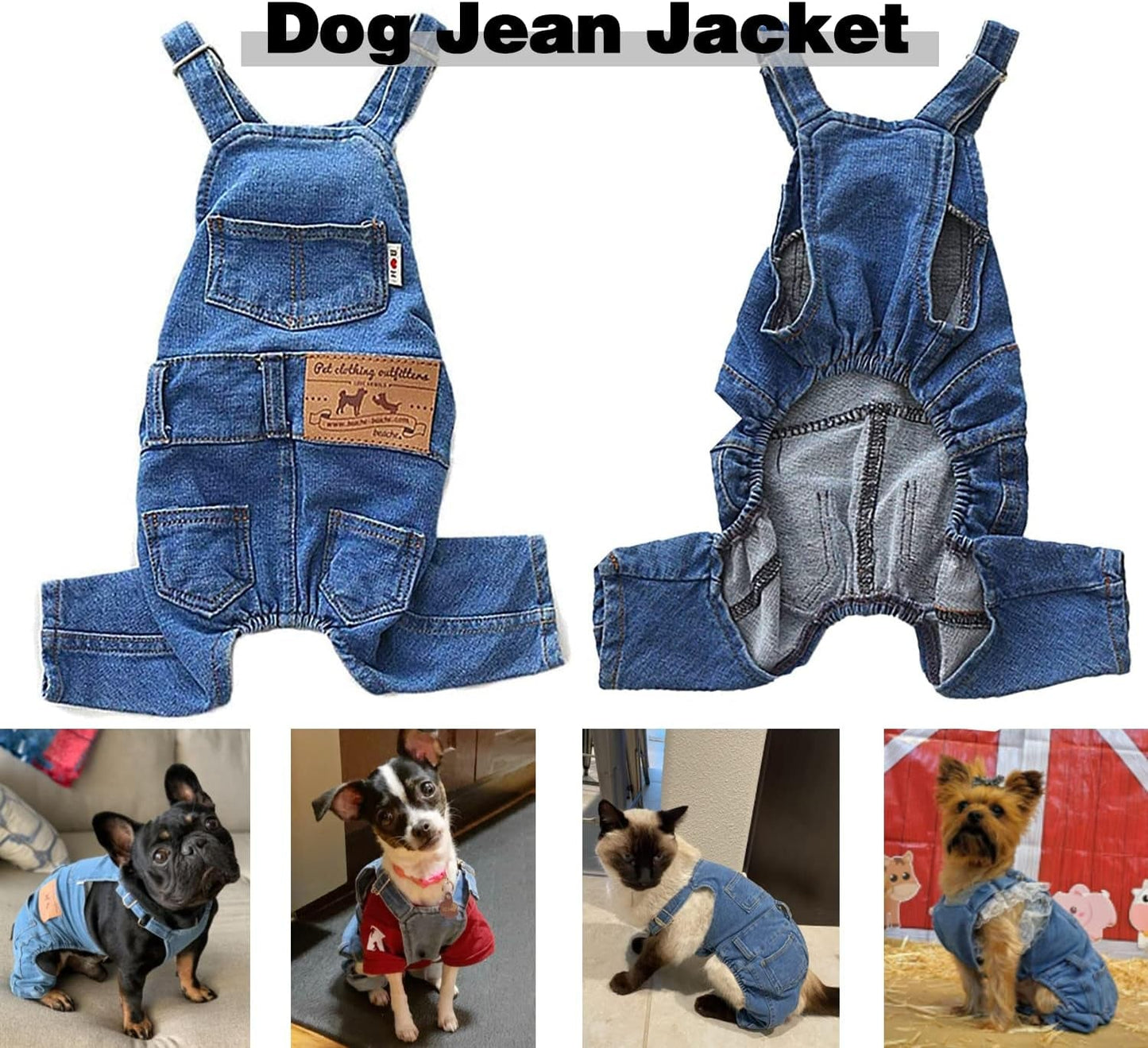 👖 Dog Denim Overalls – Adjustable Pet Jeans