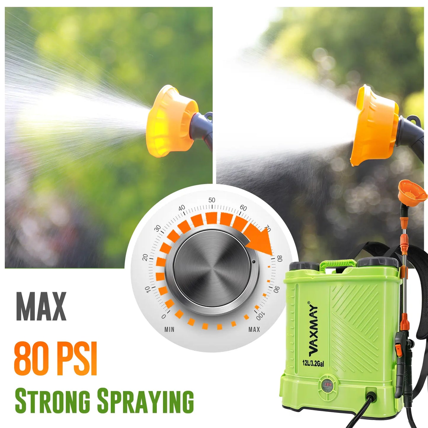 🌿 Battery Powered Backpack Sprayer – 3.2&4.2&5.2 Gal, 80 PSI, 5 Nozzles