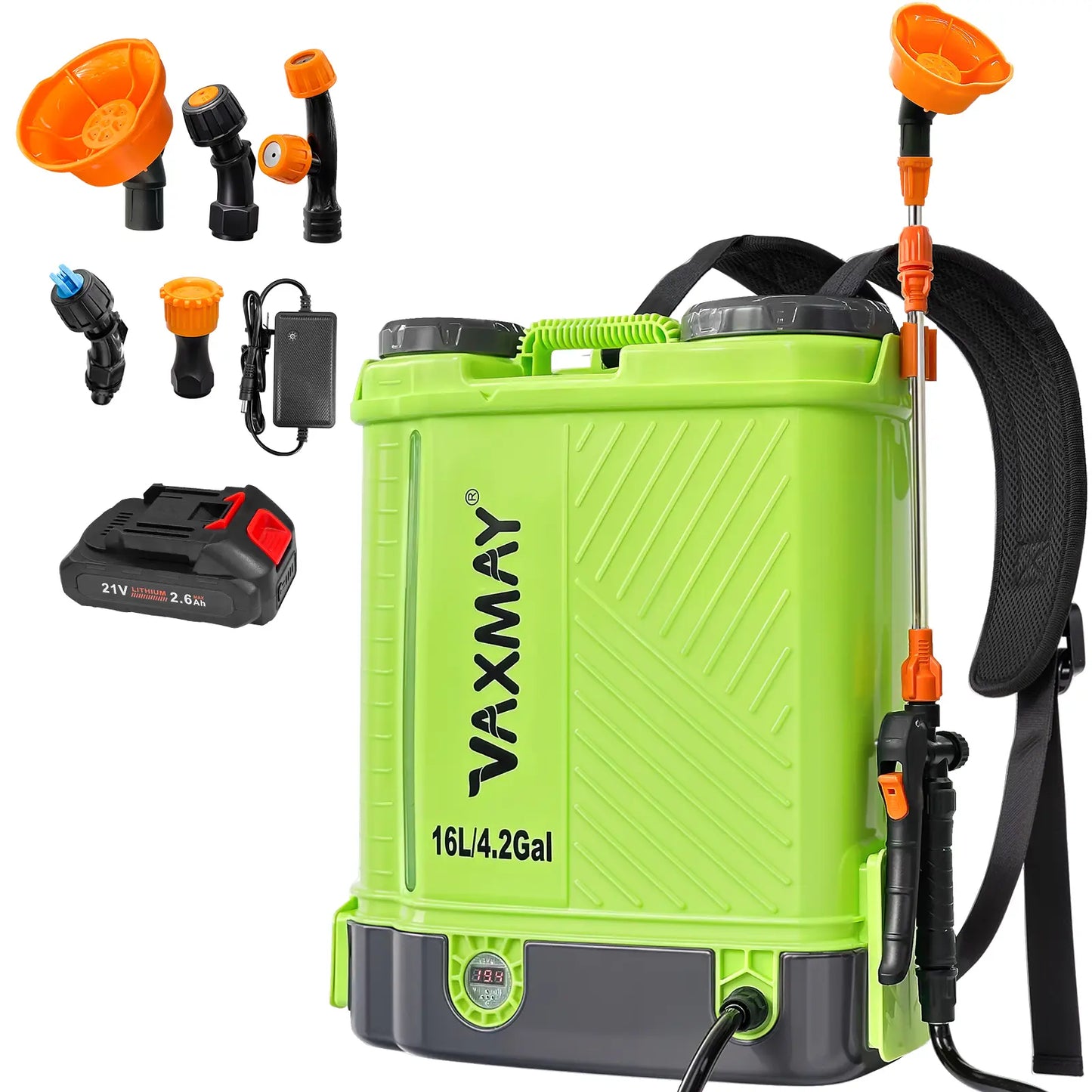 🌿 Battery Powered Backpack Sprayer – 3.2&4.2&5.2 Gal, 80 PSI, 5 Nozzles