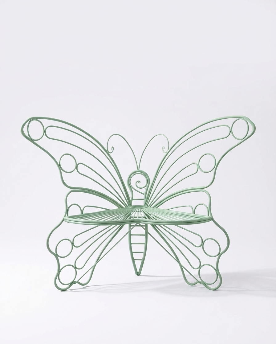🦋 Butterfly Outdoor Garden Bench – Metal Frame