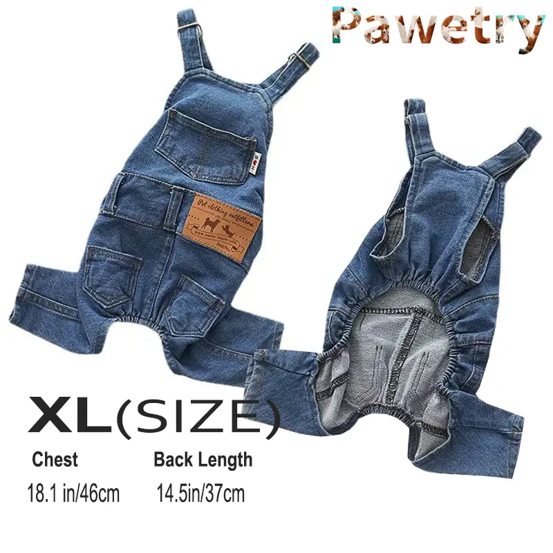 👖 Dog Denim Overalls – Adjustable Pet Jeans