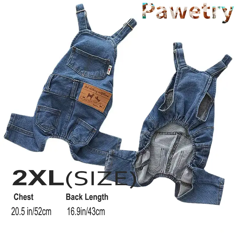 👖 Dog Denim Overalls – Adjustable Pet Jeans
