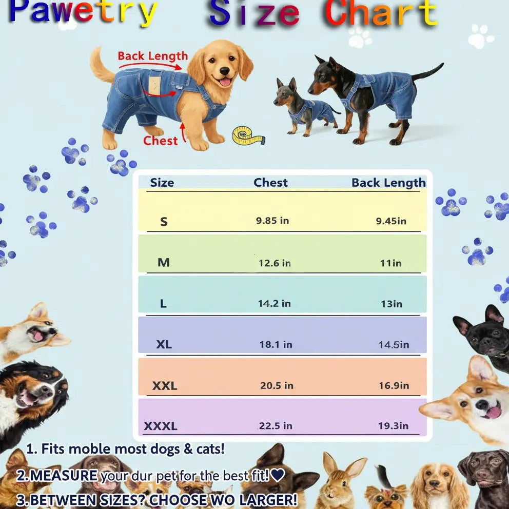 👖 Dog Denim Overalls – Adjustable Pet Jeans
