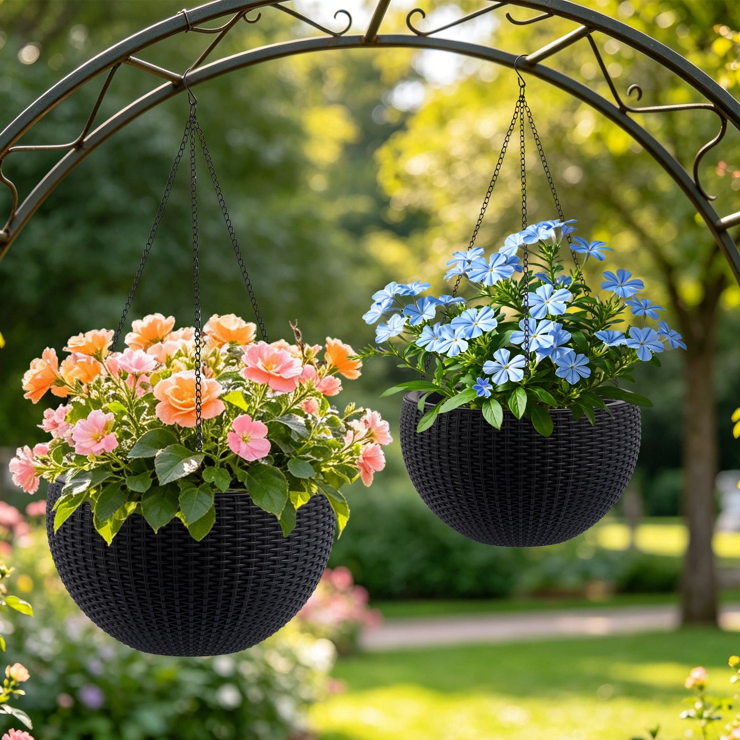 Self-Watering Hanging Rattan-Inspired Planter (Pack of 2)
