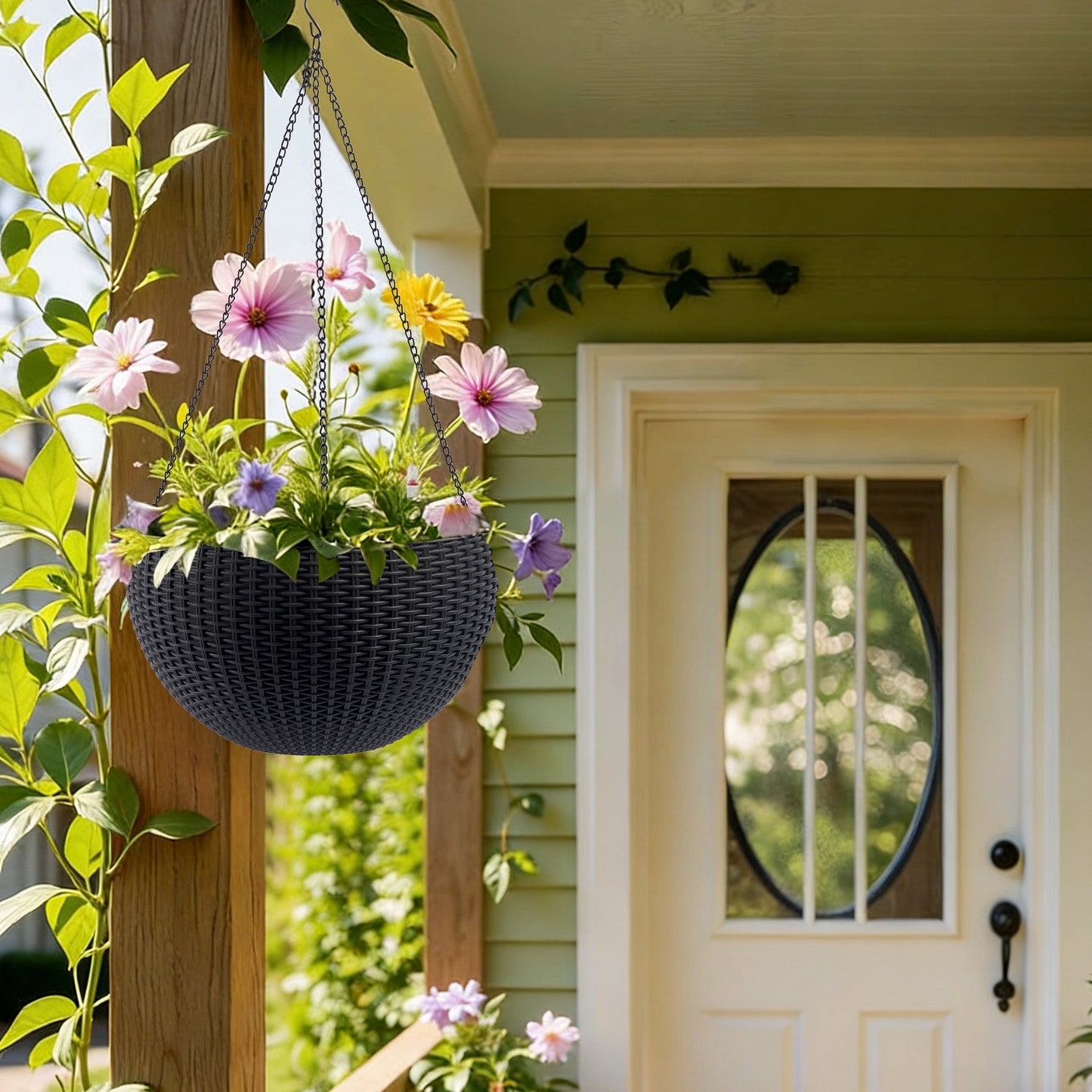 Self-Watering Hanging Rattan-Inspired Planter (Pack of 2)