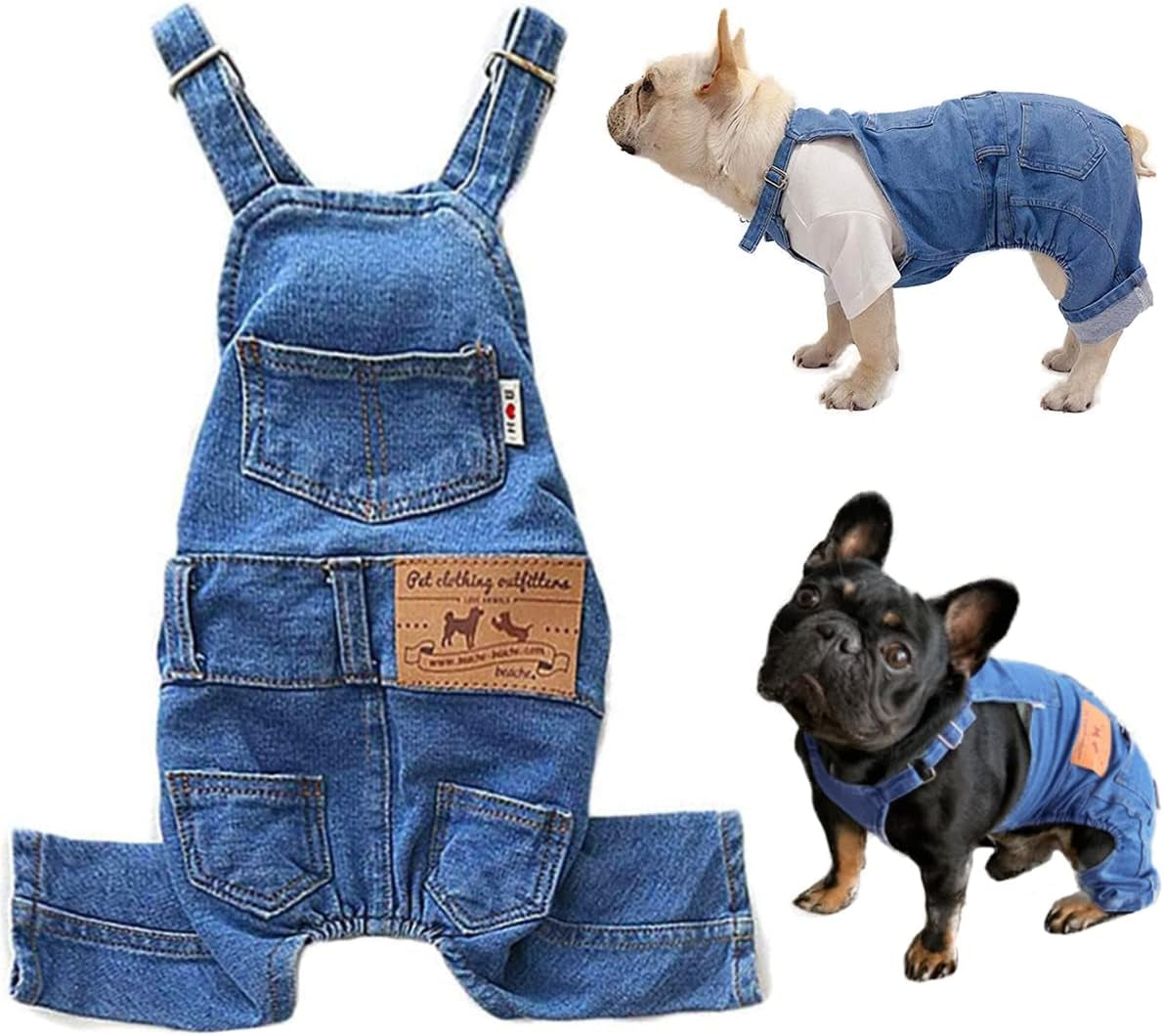 👖 Dog Denim Overalls – Adjustable Pet Jeans
