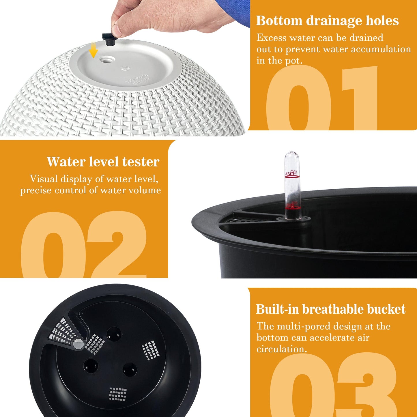 Self-Watering Hanging Rattan-Inspired Planter (Pack of 2)
